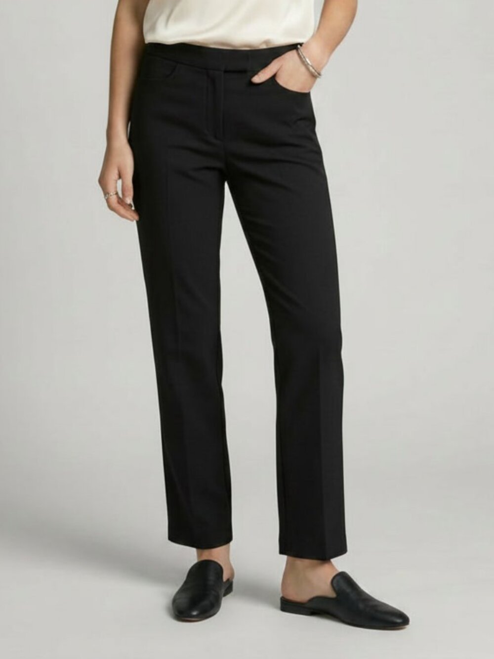 Maje Tab Front Black Wool Blend Dress Pants Size FR 34/US XS
